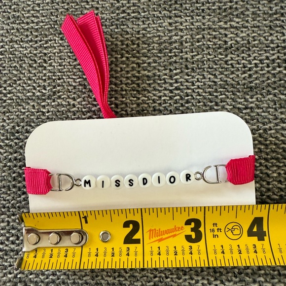 Dior Miss Dior Bracelet Pink Ribbon White Beads One Size New Authentic - Picture 10 of 10